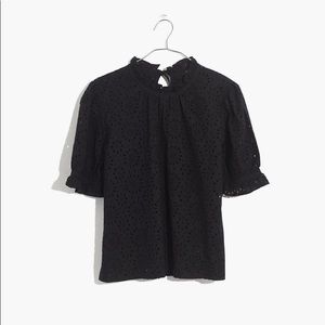 NWT Madewell Eyelet RuffleNeck Keyhole Top